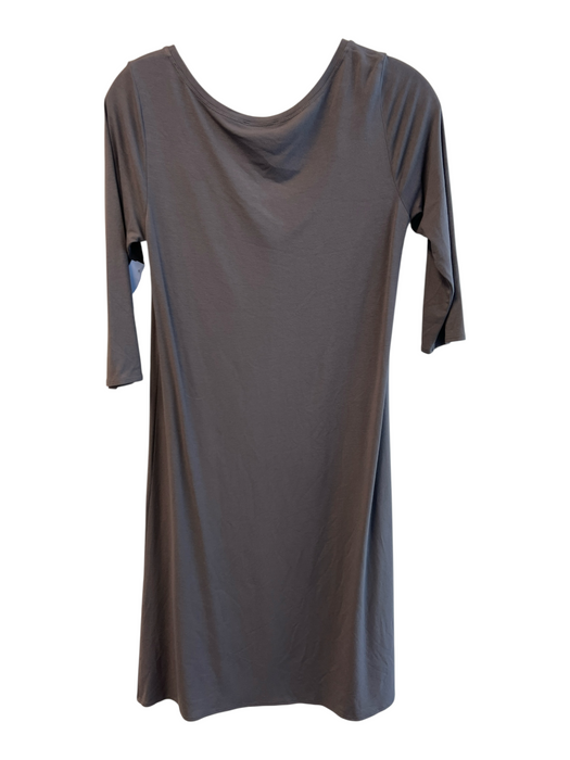 Eileen Fisher Size XS Grey Viscose Blend 3/4 Sleeve Midi Solid Round Neck Dress Grey / XS