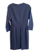 Elie Tahari Size 4 Navy Polyester Blend Back Zip 3/4 Sleeve Below Knee Dress Navy / 4