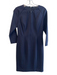 Elie Tahari Size 4 Navy Polyester Blend Back Zip 3/4 Sleeve Below Knee Dress Navy / 4