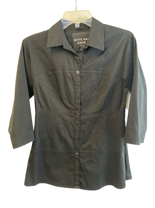 Bitte Kai Rand Size 36 Black Cotton Blend Button Down Collared Long Sleeve Top Black / 36