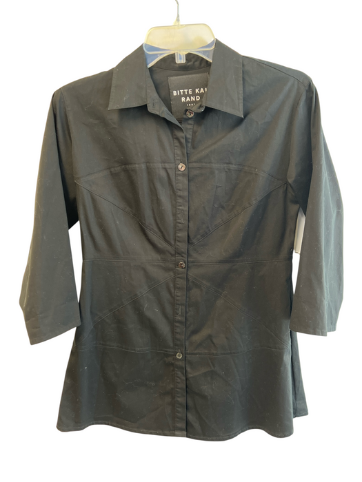 Bitte Kai Rand Size 36 Black Cotton Blend Button Down Collared Long Sleeve Top Black / 36