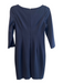 Elie Tahari Size 4 Navy Rayon Blend 3/4 Sleeve Pleated Cutout detail Midi Dress Navy / 4