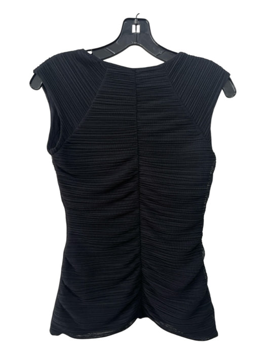 BCBG Maxazria Size S Black Polyester Sleeveless Micropleats Mesh Overlay Top Black / S