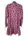 Roller Rabbit Size S Pink & Black Cotton Long Sleeve Tie Closure Tassel Dress Pink & Black / S