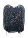 Joie Size S Navy & Multi Polyester Long Sleeve Floral Metallic Thread Shear Top Navy & Multi / S