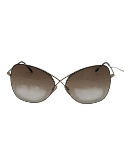 Tom Ford Gold & Brown Metal Gradient Lens Oversize Sunglasses Gold & Brown