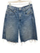 AMO Size 27 Medium Wash Cotton Denim Zip Fly High Rise Raw Hem Bermuda Shorts Medium Wash / 27