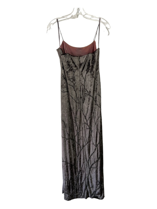 Kay Unger Size 6 Gray Polyester Blend Velvet Beaded Spaghetti Strap Gown Gray / 6