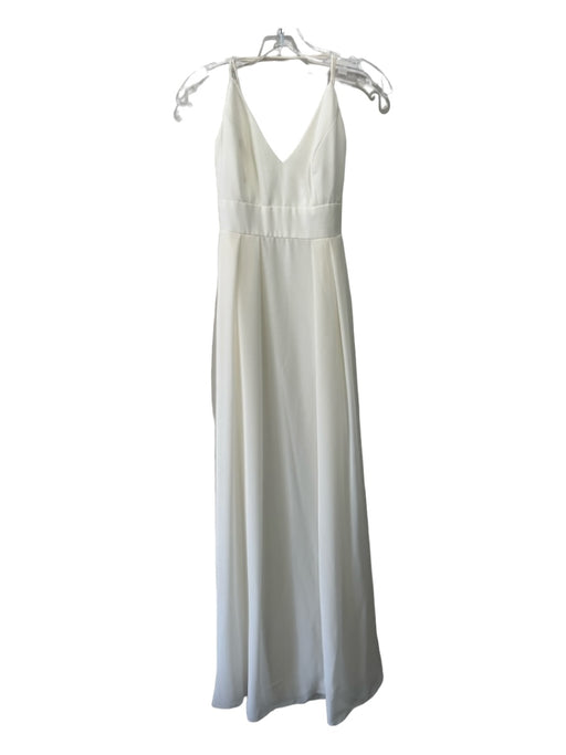 After Six Size 2 White Polyester Spaghetti Strap V Neck Floor Length Gown White / 2