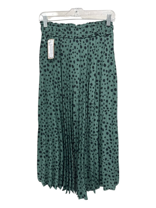 Gilli Size S Green & Black Polyester Elastic Waistband Abstract Dots Midi Skirt Green & Black / S