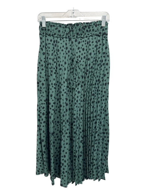 Gilli Size S Green & Black Polyester Elastic Waistband Abstract Dots Midi Skirt Green & Black / S