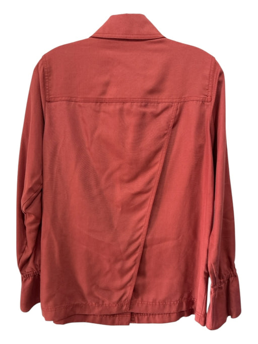 Worth Size P Burnt Orange Tencel Long Sleeve Buttons Blouse Top Burnt Orange / P