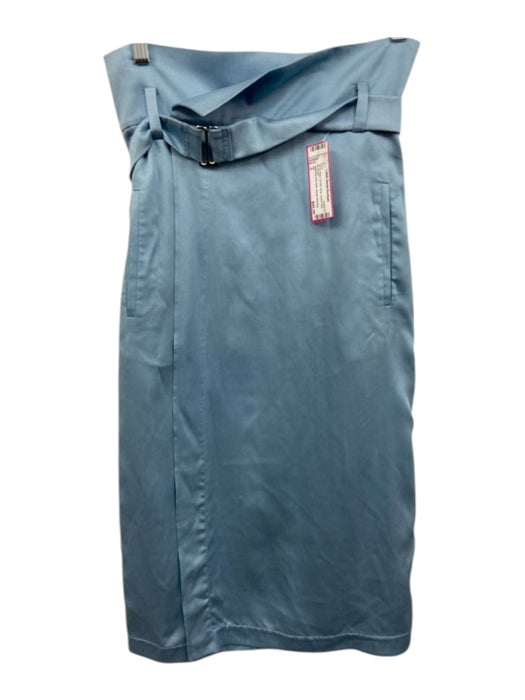 Tibi Size 0 Blue Lyocell Wrap Belted Midi Skirt Blue / 0