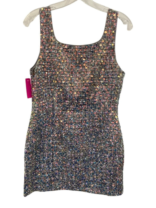 Luxuoire Size M Grey & Multi Polyester Iridescent Sequin Side Slit Mini Dress Grey & Multi / M