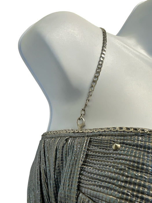 Alex Teih Size Small Blue & Silver No Fabric Tag Metallic Chain Detail Gown Blue & Silver / Small