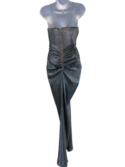 Alex Teih Size Small Blue & Silver No Fabric Tag Metallic Chain Detail Gown Blue & Silver / Small