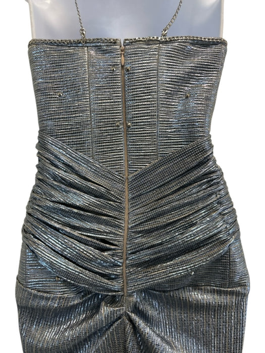 Alex Teih Size Small Blue & Silver No Fabric Tag Metallic Chain Detail Gown Blue & Silver / Small