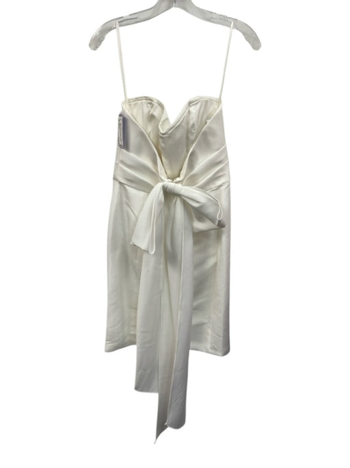Amsale Size 6 White Polyester Strapless Gathered Pleating Back Bow Dress White / 6