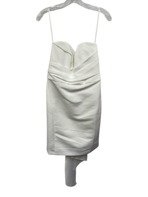 Amsale Size 6 White Polyester Strapless Gathered Pleating Back Bow Dress White / 6