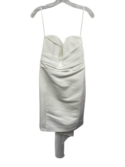 Amsale Size 6 White Polyester Strapless Gathered Pleating Back Bow Dress White / 6