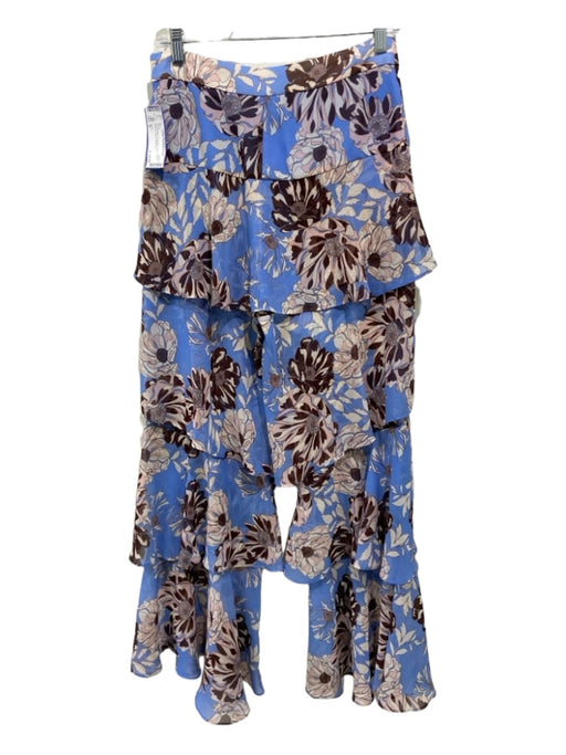 Alexis Size S Blue & Beige Polyester Floral Ruffled Side Zip Tiered Pants Blue & Beige / S
