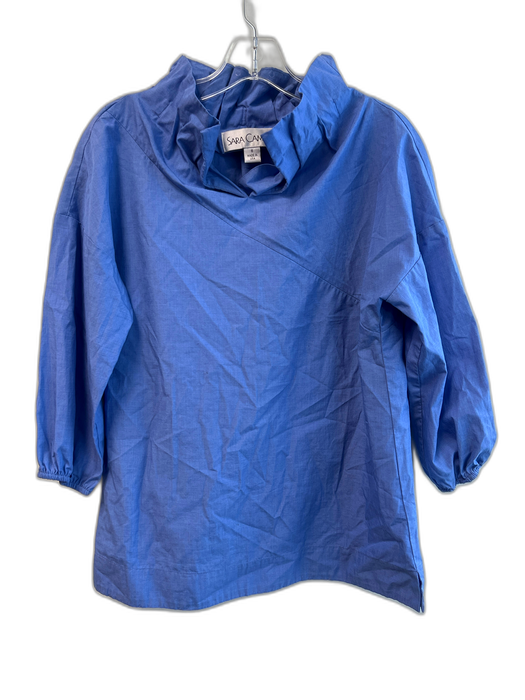 Sara Campbell Size S Blue Organic Cotton 3/4 Sleeve V Neck Solid Color Top Blue / S