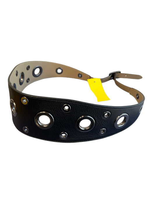 Worth Black Leather Grommet Detail Belts Black / XS
