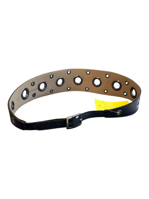 Worth Black Leather Grommet Detail Belts Black / XS