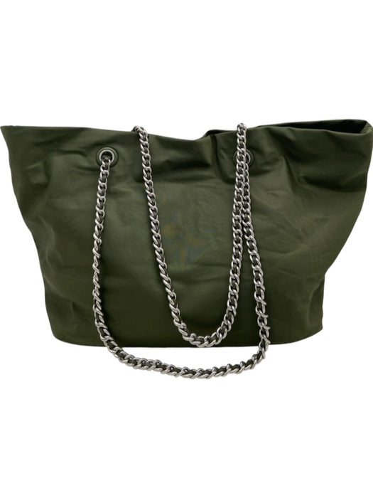 Tory Burch Olive Green Nylon Leather Detail Logo Magnetic Close Tote Bag Olive Green