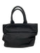 Prada Black Nylon Leather Detail Side Logo Zip Top Tote Bag Black
