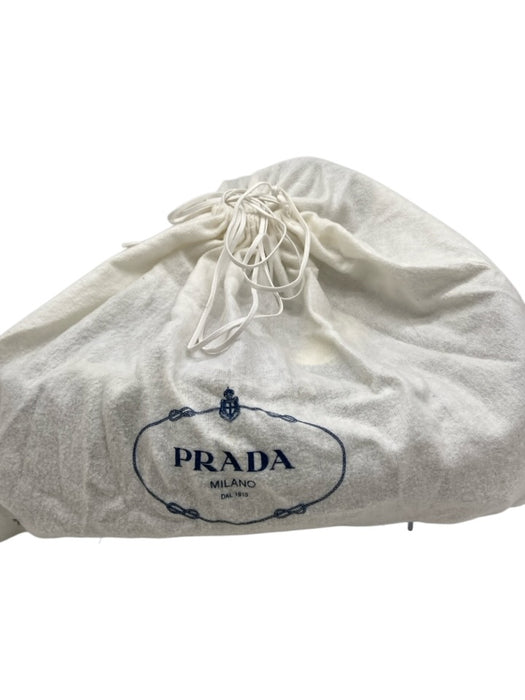 Prada Black Nylon Leather Detail Side Logo Zip Top Tote Bag Black