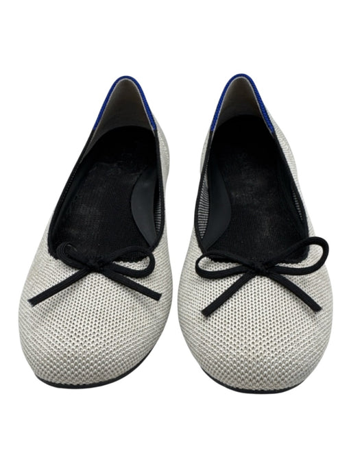 Rothy's Shoe Size 7 Silver & Black fabric upper Shimmer Knit Bow Detail Flats Silver & Black / 7