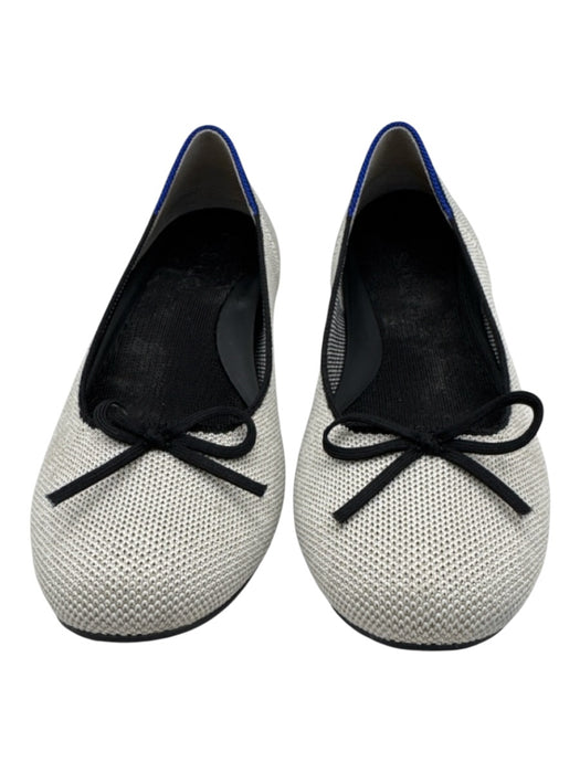 Rothy's Shoe Size 7 Silver & Black fabric upper Shimmer Knit Bow Detail Flats Silver & Black / 7