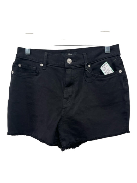 7 For All Mankind Size 28 Black Cotton Blend Denim Raw Hem Cutoff Shorts Black / 28