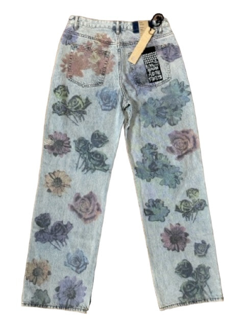 Ksubi Size 29 Light Wash & Multi Cotton Blend Denim Floral Low Rise Jeans Light Wash & Multi / 29