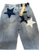 Ksubi Size 28 Light Wash Cotton Blend Denim Patches Stars High Rise Jeans Light Wash / 28