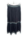 Sundays Size Large Black Cotton Embroidered Detail Elastic Waist Midi Skirt Black / Large