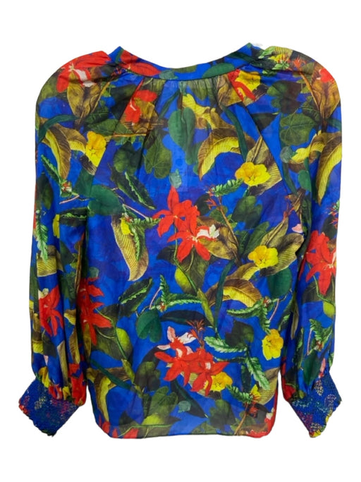 Alice & Olivia Size XS Blue, Green, Yellow, Red Cotton Blend Long Sleeve Top Blue, Green, Yellow, Red / XS