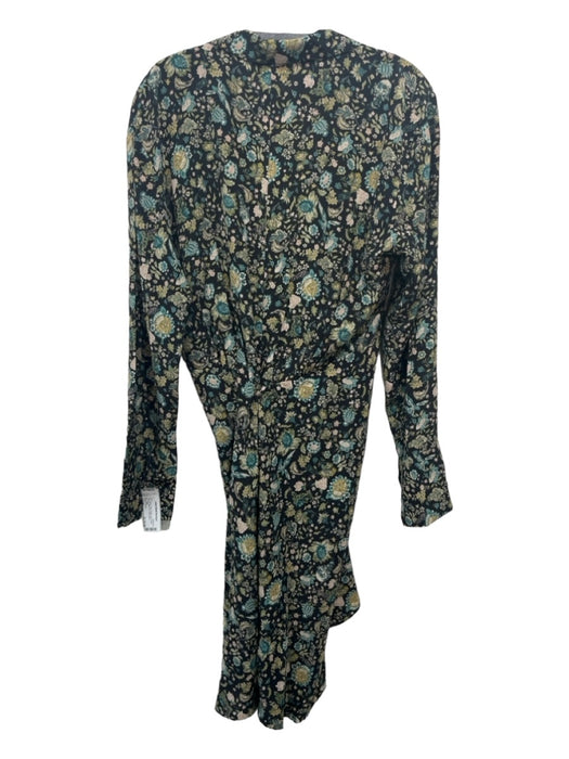 Zadig & Voltaire Size Large Black, Green, Beige Silk Floral Collared Dress Black, Green, Beige / Large