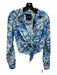 Le Superbe Size XS Blue & Aqua Print Polyester Tropical Print Front Tie Top Blue & Aqua Print / XS