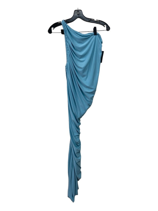 Norma kamali Size 38/M Aqua Blue Polyester One Shoulder Rouched Midi Dress Aqua Blue / 38/M