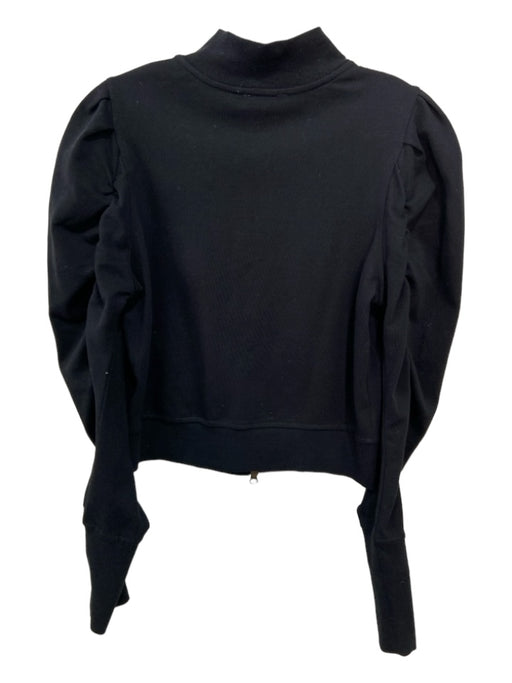 Sundays Size XS Black Cotton Blend Zip Front Long Gathered Sleeve Pockets Jacket Black / XS
