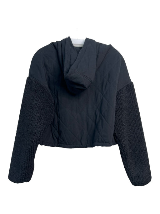Sundays Size M Black Cotton Blend Knit Sleeve Cropped Fabric Block hood Jacket Black / M