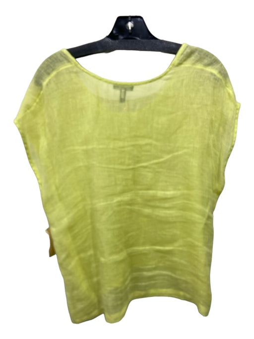 Eileen Fisher Size L Yellow Linen See - Through Scoop Neck Top Yellow / L