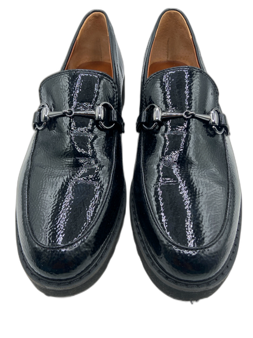 Franco Sarto Shoe Size 9 Black Patent Leather Horsebit Gunmetal Hardware Loafers Black / 9