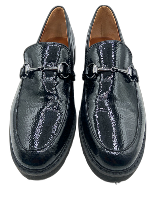 Franco Sarto Shoe Size 9 Black Patent Leather Horsebit Gunmetal Hardware Loafers Black / 9