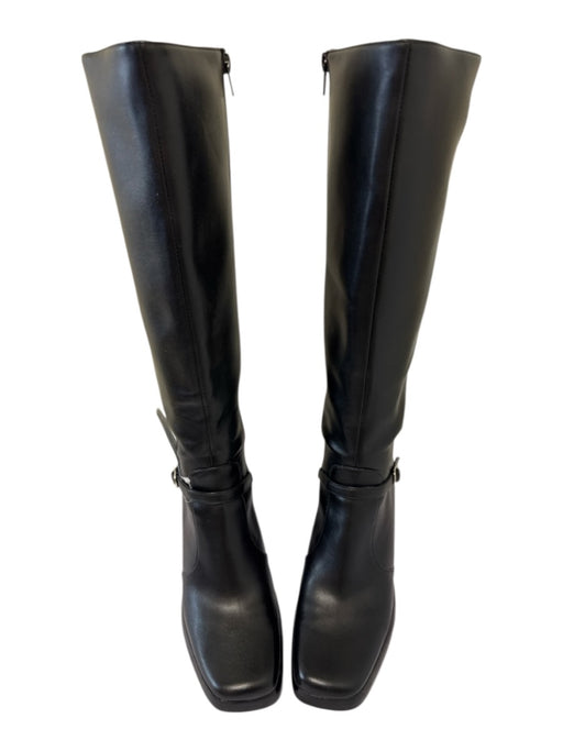 Jeffrey Campbell Shoe Size 9 Black Vegan Leather Square Toe Silver Buckle Boots Black / 9