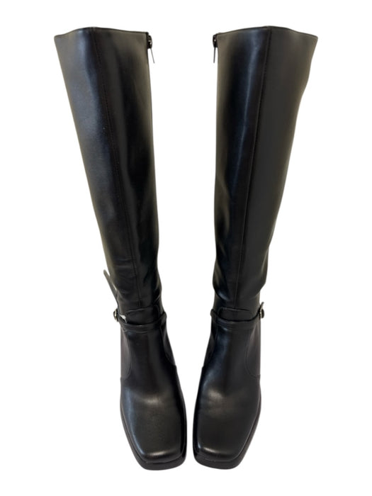 Jeffrey Campbell Shoe Size 9 Black Vegan Leather Square Toe Silver Buckle Boots Black / 9