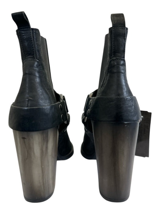 ALLSAINTS Shoe Size 40 Black & Gray Leather Stretch Panel Booties Black & Gray / 40