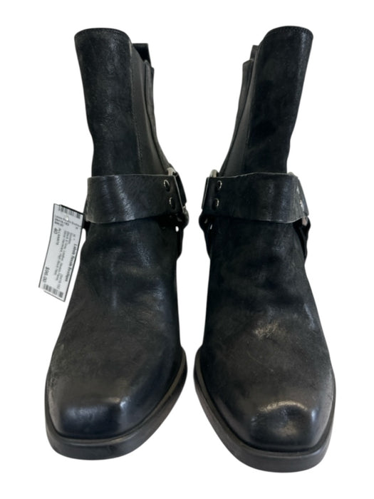 ALLSAINTS Shoe Size 40 Black & Gray Leather Stretch Panel Booties Black & Gray / 40